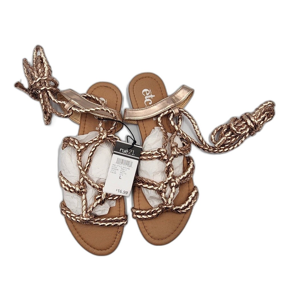 Rue 21 ETC! Women's Rose Gold Gladiator Lace Up Sandals Size L (8/9)